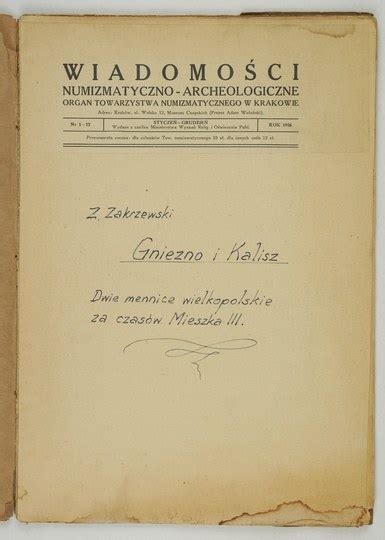 Zakrzewski Z Ygmunt Gniezno I Kalisz Dwie Mennice Wielkopolskie Za