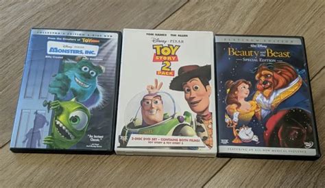 4 DISNEY MOVIES DVD LOT 2 TOY Story MONSTERS INC Pixar BEAUTY and THE ...