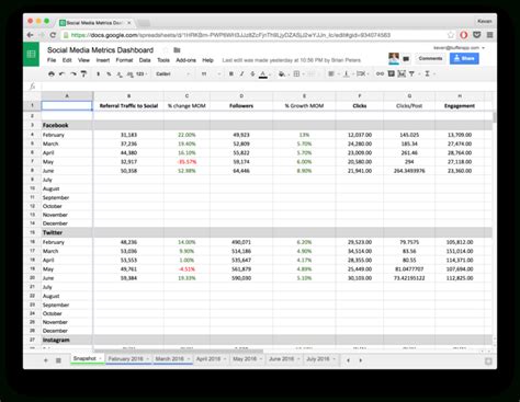 Social Media Metrics Spreadsheet Db Excel