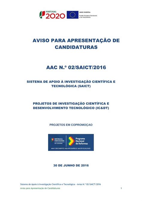 Pdf Aviso Para Apresenta O De Candidaturas Aac N Aviso Para