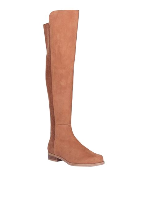 Stuart Weitzman 5050 Over The Knee Suede Boots In Camel Brown Lyst