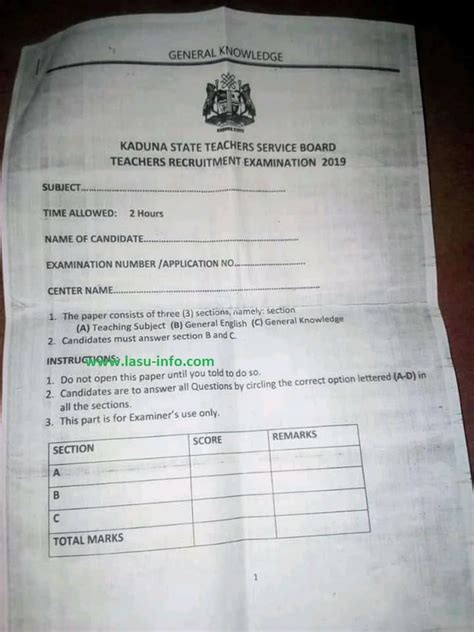 Kstsb Teachers Recruitment Past Questions