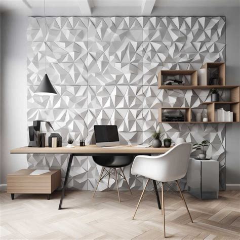 3D Geometric Wall Art Transforms a Minimalist Home Office • 333 ...