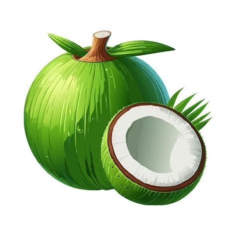 Coconut Clipart Vector Illustration On White Background Premium Ai