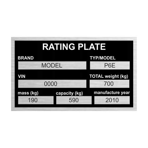 Tabliczka Znamionowa Zast Pcza Do Przyczepy Samochodu Maszyn