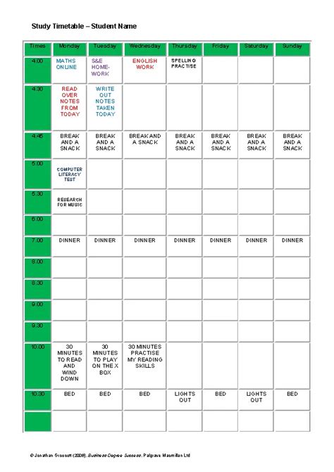 Editable Homework Study Timetable Schedule Template Word Format PDFSimpli