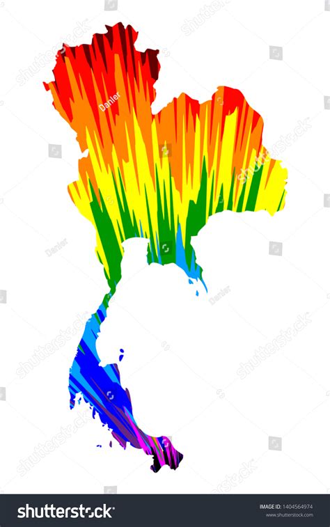 Thailand Map Designed Rainbow Abstract Colorful เวกเตอรสตอก ปลอดคา