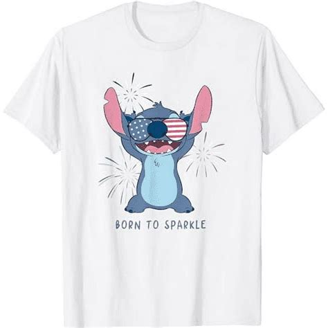 Disney Lilo And Stitch 4th Of July Born To Sparkle Americana T Shirt