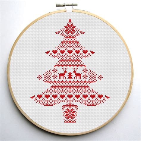 Nordic Pattern Christmas Tree Cross Stitch Pattern PDF Instant Etsy