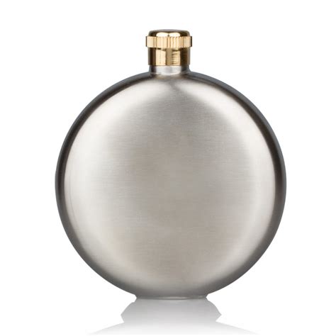 Round Gold Rimmed Personalised Hip Flask Engravers Guild