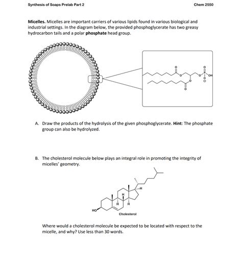 Solved Synthesis Of Soaps Prelab Part 2Chem 2550Micelles Chegg