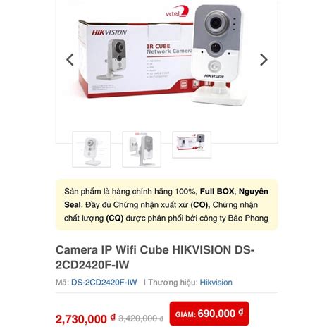 Camera Ip Wifi Cube Hikvision Ds Cd F Iw Shopee Vi T Nam