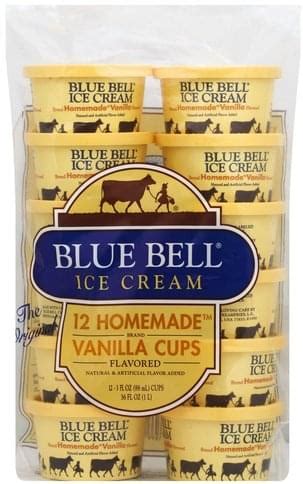 Blue Bell Homemade Vanilla Flavored The Original Cups Ice Cream 12