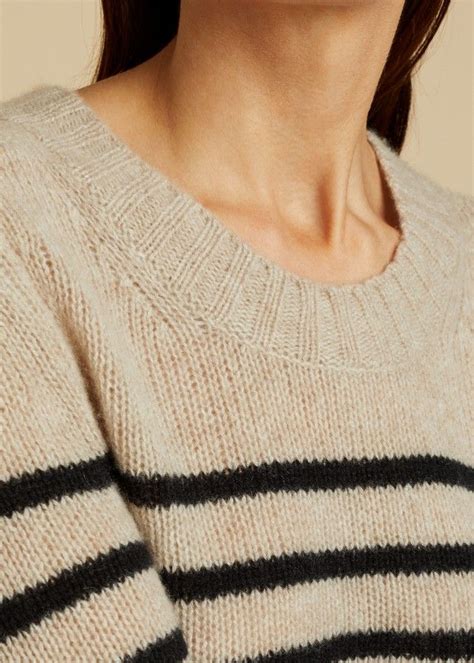 Khaite The Tilda Sweater In Powder And Black Stripe Sweaters Black