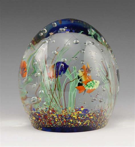 Mid Century Murano Aquarium Paperweight Art Glass