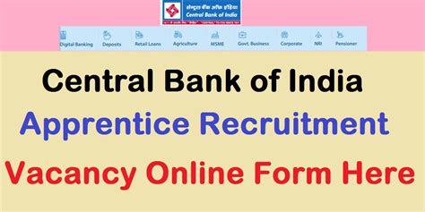 Central Bank Of India Apprentice Recruitment Online Form