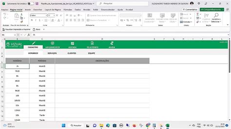 Planilha De Agendamento De Servi Os Em Excel Vizual Planilhas