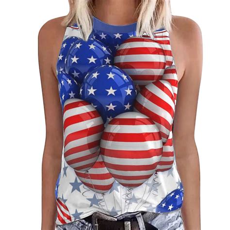 Hvyesh American Flag Tank Tops For Women Th Of July Summer Flag Print