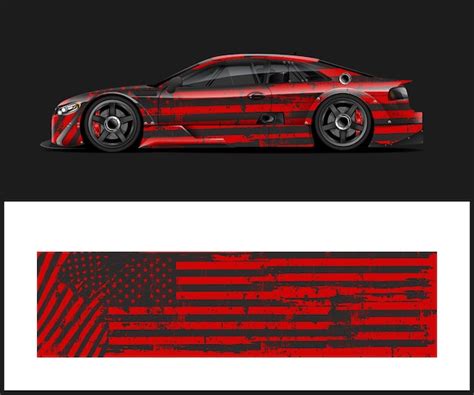 Premium Vector American Flag Car Wrap Design For Vehicle Vinyl Wrap