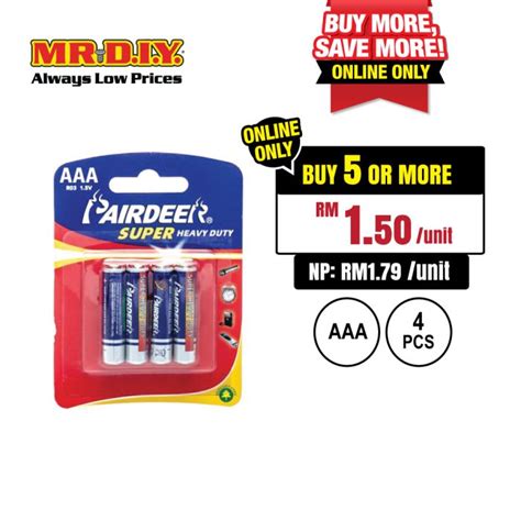 PAIRDEER Super Heavy Duty Carbon AAA Battery 4pcs MR DIY