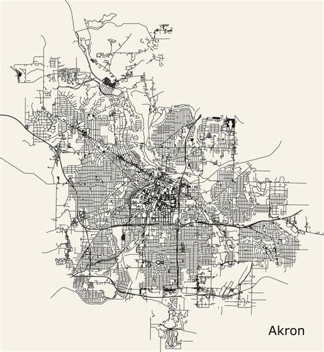 City Road Map Of Akron Ohio Usa 40165576 Vector Art At Vecteezy