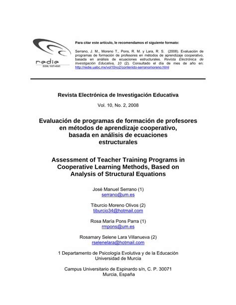 Pdf Revista Electr Nica De Investigaci N Educativa Aunque La