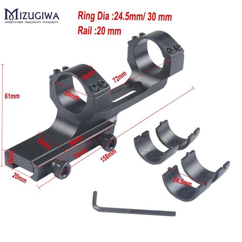 Mizugiwa 254mm 30mm Ring Cantilever Scope Mount Weaver Picatinny Rail 20mm Tactical