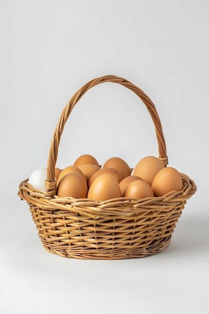 Premium Photo Basket Of Brown Eggs On White Background