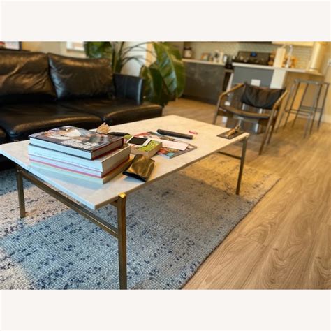 Cb Slab Small Marble Coffee Table With Brass Base Aptdeco