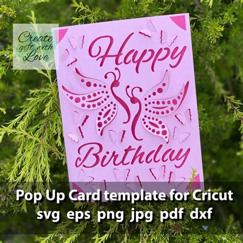 Pop Up Butterfly Birthday Card Svg File For Cricut Joy Silhouette And