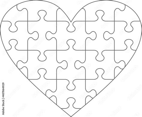 Heart Shaped Jigsaw Puzzle Blank Template With Classic Style