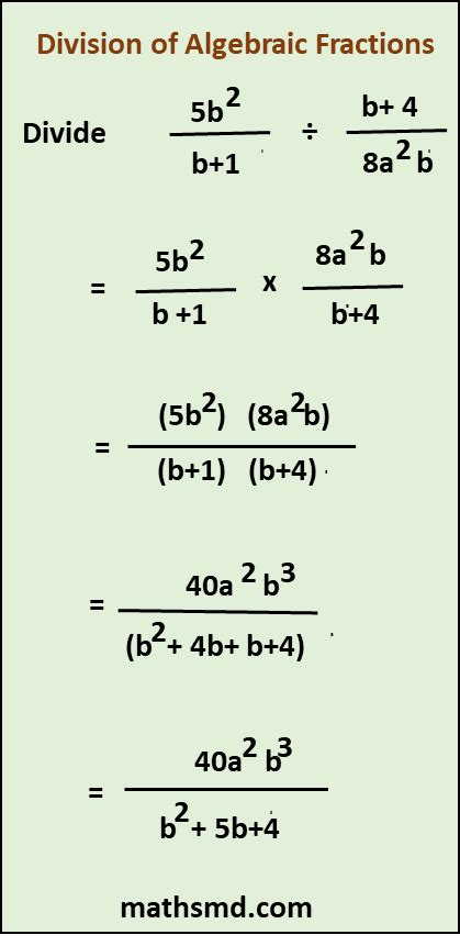 Division Of Algebraic Fractions Mathsmd