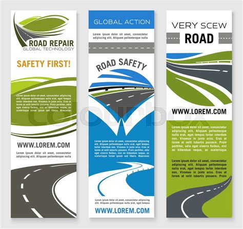 Road Construction And Traffic Safety Banner Template Highway Road