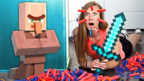 Nerf War Epic Villager Battle Nerf Meets Minecraft Youtube