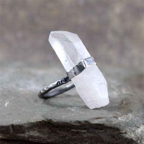 Quartz Crystal Ring Raw Crystal Rings Rough By Asecondtime