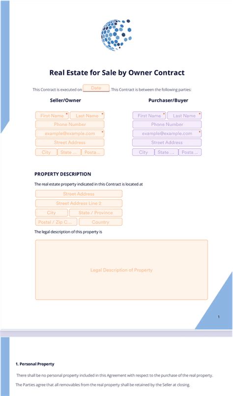 Real Estate For Sale By Owner Contract Template Sign Templates Jotform