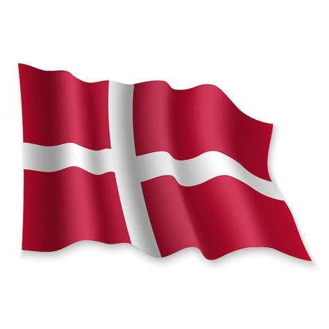 Premium Vector 3d Realistic Waving Flag Of Denmark On White Background