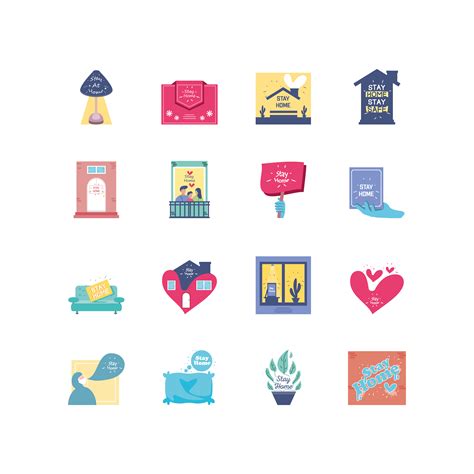 Collection Of Stay At Home Icons Vector Art At Vecteezy