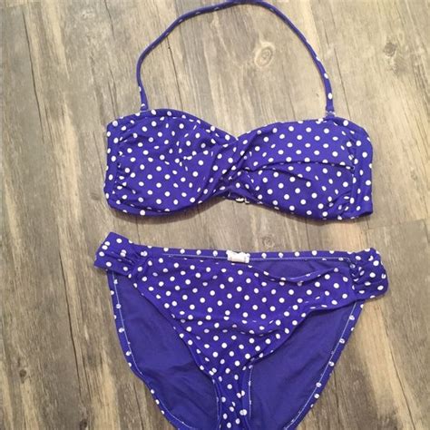 Mossimo Blue Polka Dot Bandeau Bikini Bikinis Bandeau Bikini Bandeau