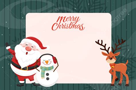 Merry Christmas Card With Santa Claus And Friends Background Wallpaper