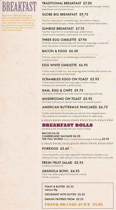 The Globe Menu, Menu for The Globe, Heathrow, London - Zomato UK