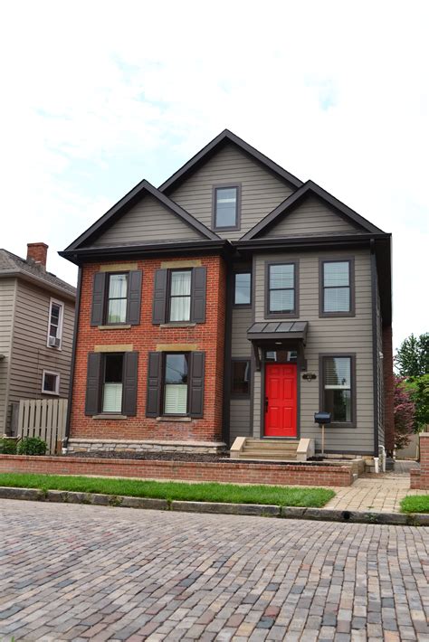 Blue Siding Red Brick House at Ben Michael blog