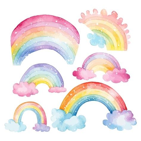 Dibujado A Mano Acuarela Pastel Color Arco Iris Clipart Vector Gratis