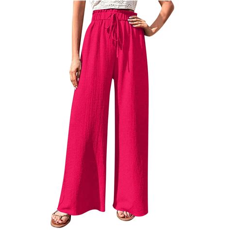 Wreesh Womens Wide Leg Long Palazzo Pants Spring Solid Color Elastic