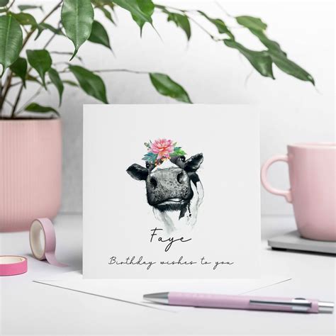 Personalised Cow Birthday Card Birthday Card for Friend Card - Etsy