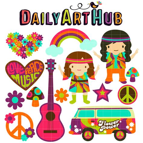 Hippie Flowers Earth Clipart Graphic By Arujoe Creative Fabrica