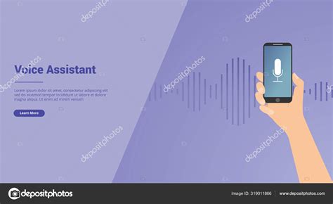 Voice Assistant Technology With Hand And Smartphone For Website Template Or Landing Homepage