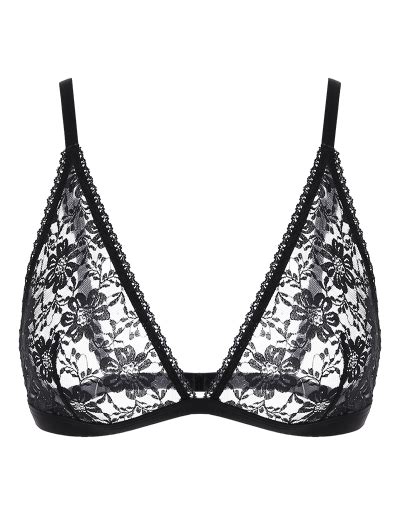 Sheer Floral Lace Plunge Bra Bra Styles Floral Lace Bra