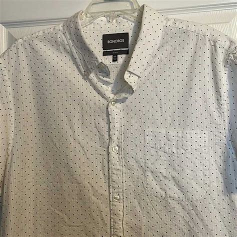 Bonobos Bonobos Mens White Polka Dot Button Down Shirt Gem