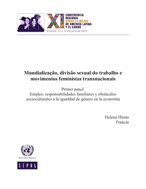 Pdf Mundialização Divisão Sexual Do Trabalho E Movimentos